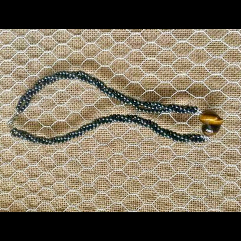 Gorgeous NEW Genuine Hematite & Tiger Eye Heart Necklace